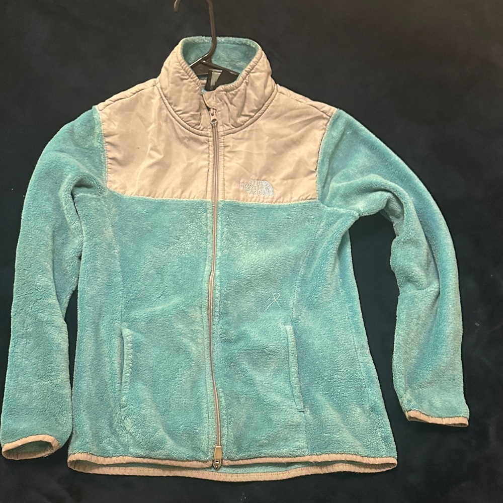 The North Face Aqua and Light Gray Fleece Jacket